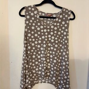 SJS Brown and White Polka Dot Tank Top